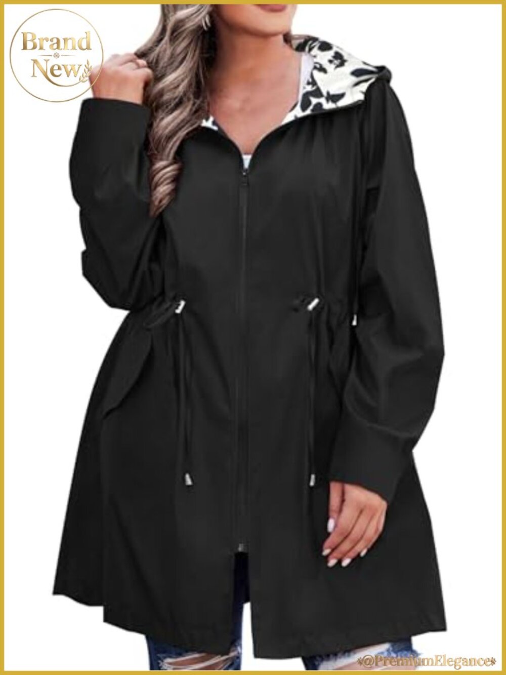 Plus Size Reversible Waterproof Raincoat Windbreaker Jacket with Hood